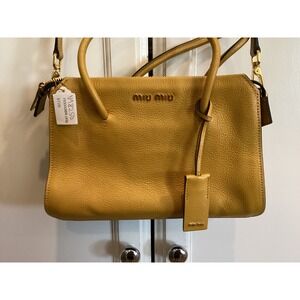Miu Miu Madras‎ Satchel Crossbody Bag Leather Argilla Sole Gold Hardware